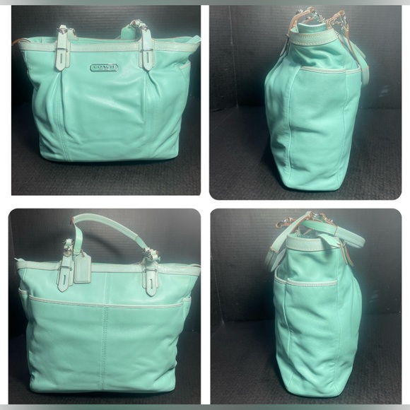 VTG Gorgeous Coach Leather Tote Robin’s Egg/Tiffany Blue NEAR PERFECT IMO Read! - Picture 14 of 16
